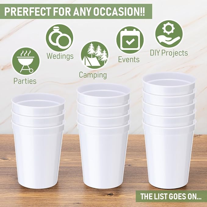 Yungyan 100 Pack 16 oz Stadium Cups Reusable Plastic Cups Blank Drink Stadium - Image 3