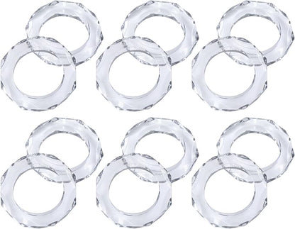 CLEENTABLE Handmade Acrylic Napkin Rings - Modern Serviette Buckles Set of 12 for Home and Kitchen- Napkin Holder for Fall Thanksgiving Christmas (Transparent)