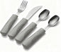 5 oz Weighted Adaptive Utensils Set with Rocker Knife - Balanced Weighted Silverware for Parkinson's Disease, Moderate Hand Tremors & Essential Tremor, Ergonomic Grip Handles (Grey)