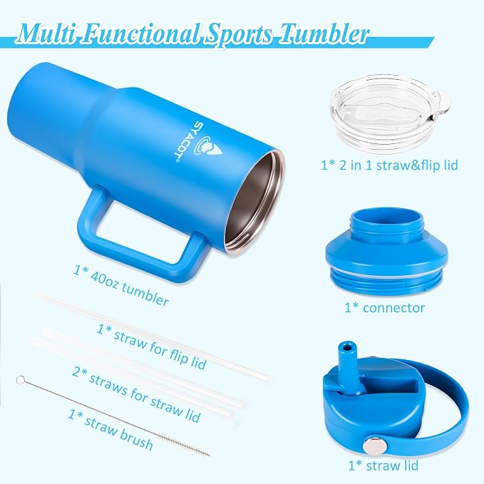 40 oz Tumbler with Handle and Straw or Convert to 40 oz Insulated Water Bottle - Image 7