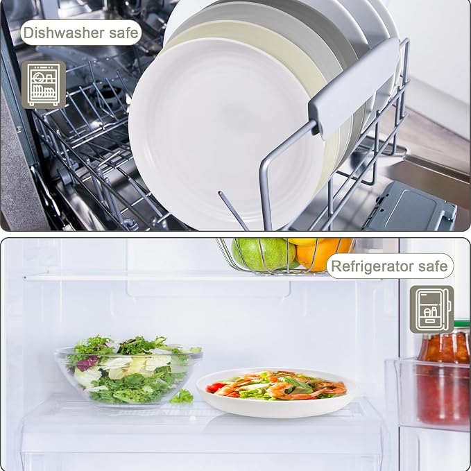 HEYCOME 12 Pcs Unbreakable Deep Dinner Plates Set, 10 inch Reusable Plastic - Image 6