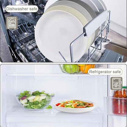 HEYCOME 12 Pcs Unbreakable Deep Dinner Plates Set, 10 inch Reusable Plastic - Image 6