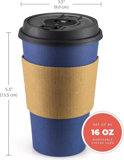 Disposable Coffee Cups With Lids - 16 oz To Go Coffee Cups With Sleeves and - Image 3