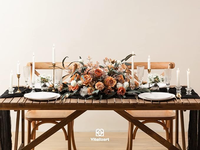 Vitalizart Cheesecloth Table Runner Black 10ft Gauze Boho Rustic | 120 Inches - Image 4
