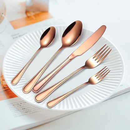 20 Pieces Rose Gold Flatware Set - Image 6