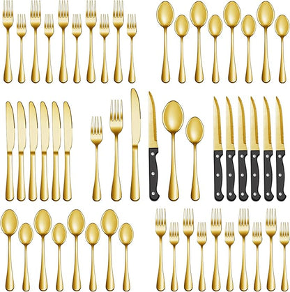48 Pcs Gold Silverware Set by MUTNITT