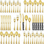 48 Pcs Gold Silverware Set by MUTNITT