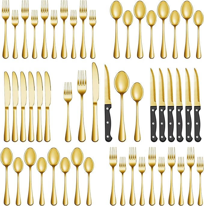 24 Pcs Gold Silverware Set by MUTNITT