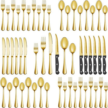 24 Pcs Gold Silverware Set by MUTNITT