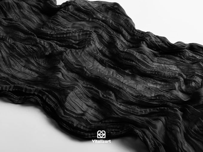 Vitalizart Cheesecloth Table Runner Black 10ft Gauze Boho Rustic | 120 Inches - Image 3