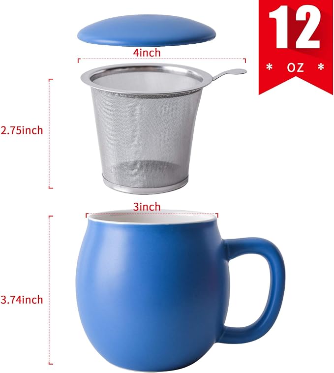 Yundu 12 OZ Matte Blue Ceramics Teacup - Image 2