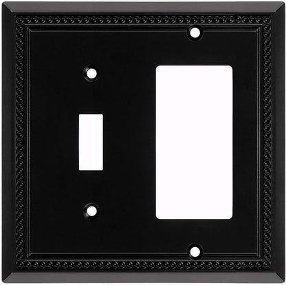 Henne Bery Sunken Pearls Heavy Duty Decorative Wall Plate Switch Plate Outlet Cover (Toggle/Decorator, Matte Black)