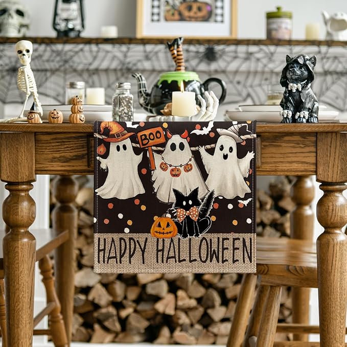 Artoid Mode 210 GSM Halloween Table Runner 13x36 Inch Home Party Decor | Ghost - Image 2
