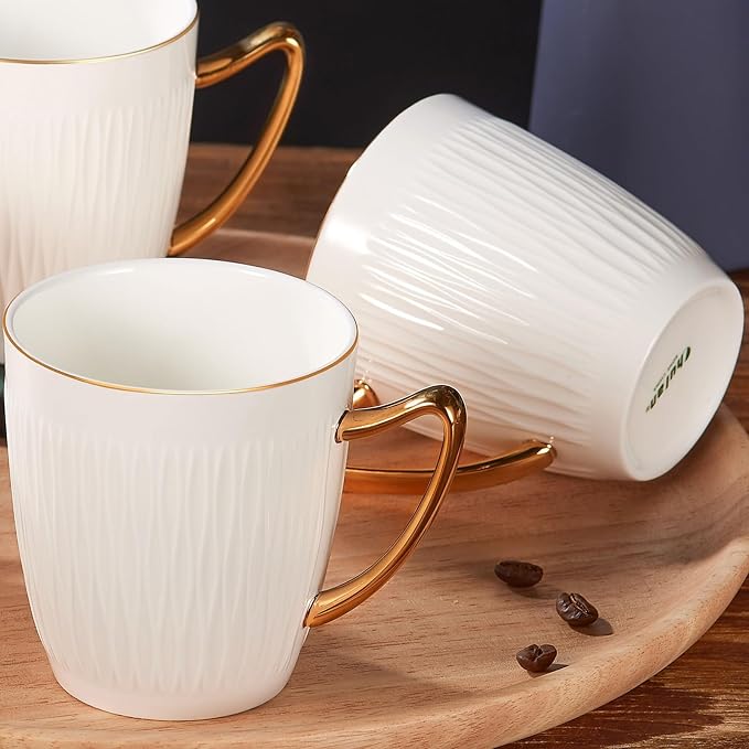 Luxury Bone China Coffee Mug Set of 2, 8oz Lightweight White Fine Bone China - Image 2
