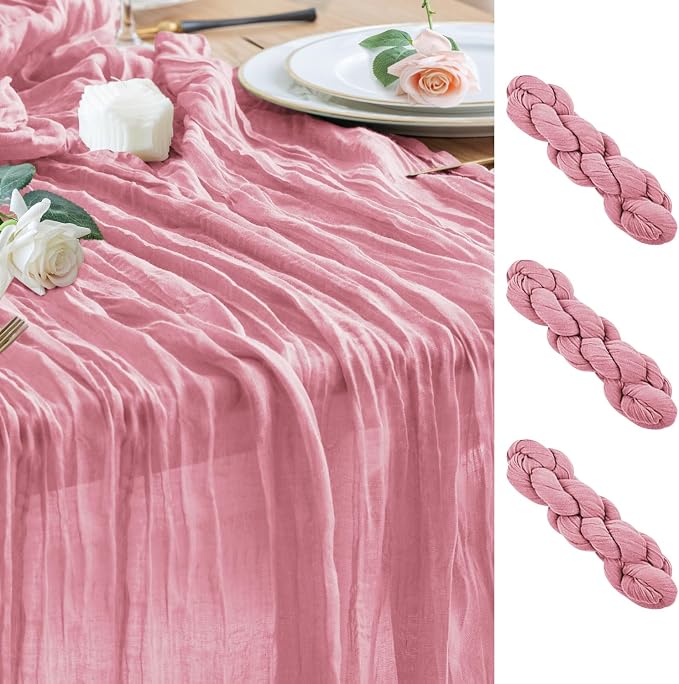 Cheesecloth Table Runner 10FT Boho Gauze Runner, 3 Pack | 120 Inch Cheese Cloth by Wokceer