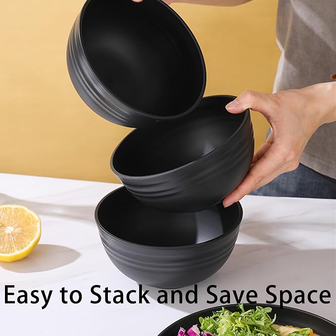 Unbreakable Wheat Straw Cereal Bowls Set of 6, 24 oz Microwave and Dishwasher - Image 5