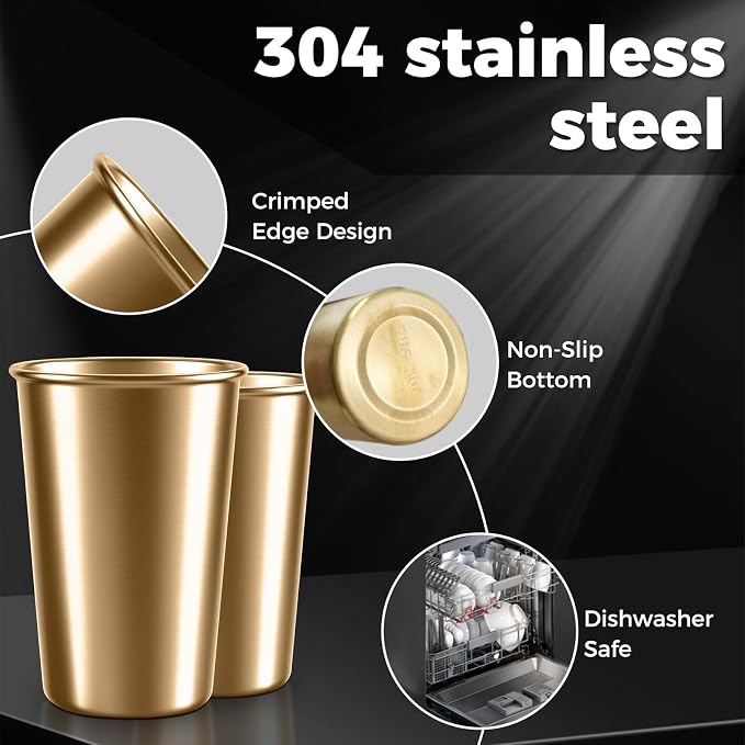 5-Pack 10 oz 304 Stainless Steel Cups, BPA-Free | Food-Grade 304 Steel - Image 5
