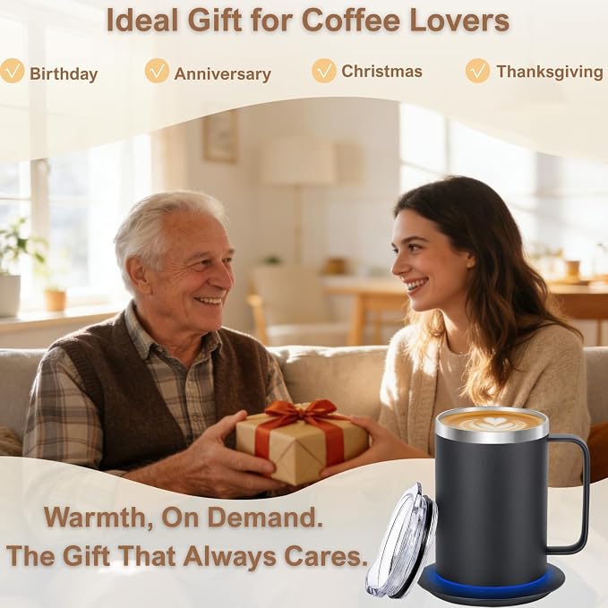 Coffee Warmer Mug Set for Desk, Self Heating Coffee Cup - Image 4