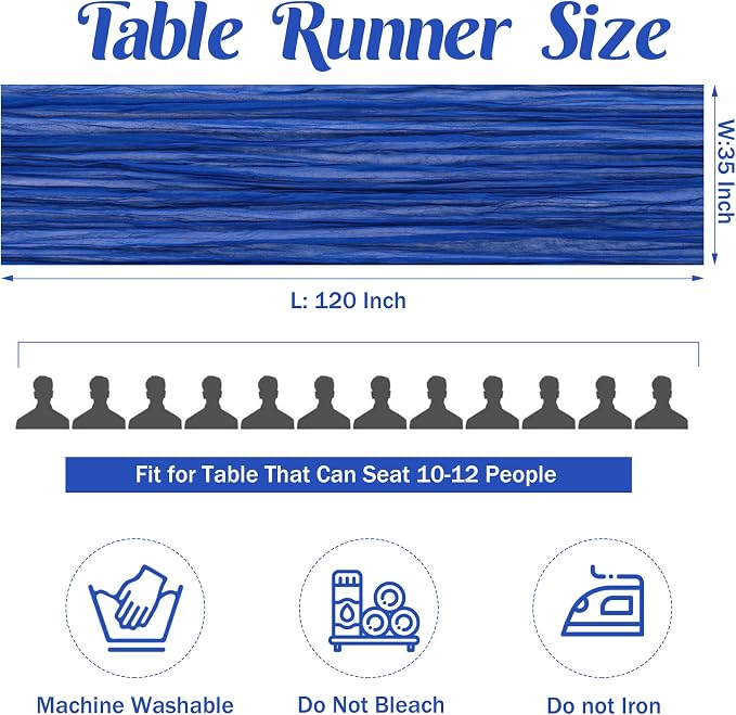 6 Pieces Royal Blue 10FT Cheesecloth Table Runner Boho Gauze Fabric Table - Image 4