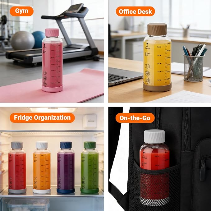 12 oz Glass Juice Bottles 4 Pack, Leakproof Borosilicate Glass Bottles | - Image 9