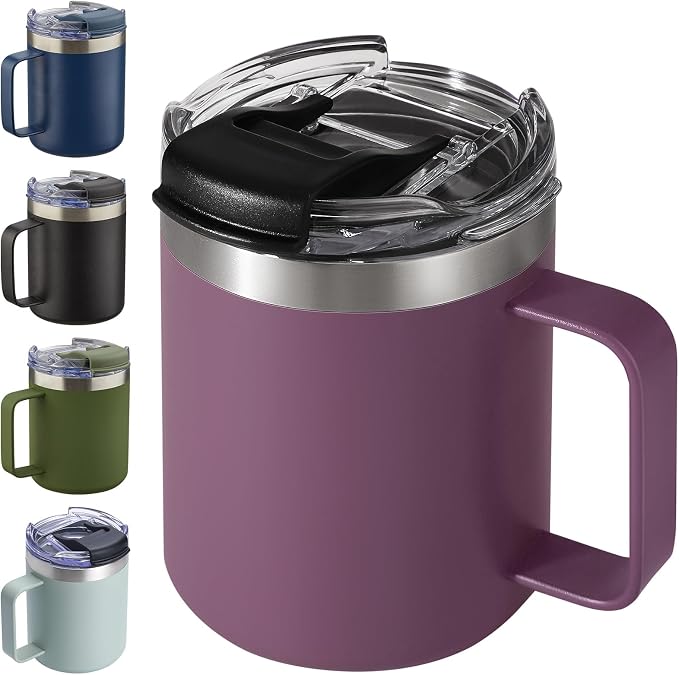 12oz Insulated Travel Coffee Mug by ALOUFEA