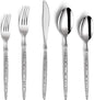 Lemeya 20-Piece Hammered Silverware Set,18/10 Stainless Steel Forging Heavy Duty Cutlery Set for 4, Luxury Unique Flatware Set,Spoons and Forks Set,Mirror Polished,Dishwasher Safe
