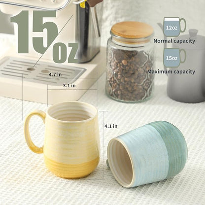HASENSE Porcelain Coffee Mugs Set of 6, 15oz Large Ceramic Cups - Image 2