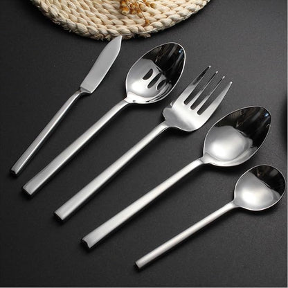 Silverware Set for 8,45 Pieces Forged Stainless Steel Flatware Set Cutlery Set,Heavy Duty and Modern Desgin,Fancy Tableware Cutlery Set for Home,Restaurant (Silver Cube 45)