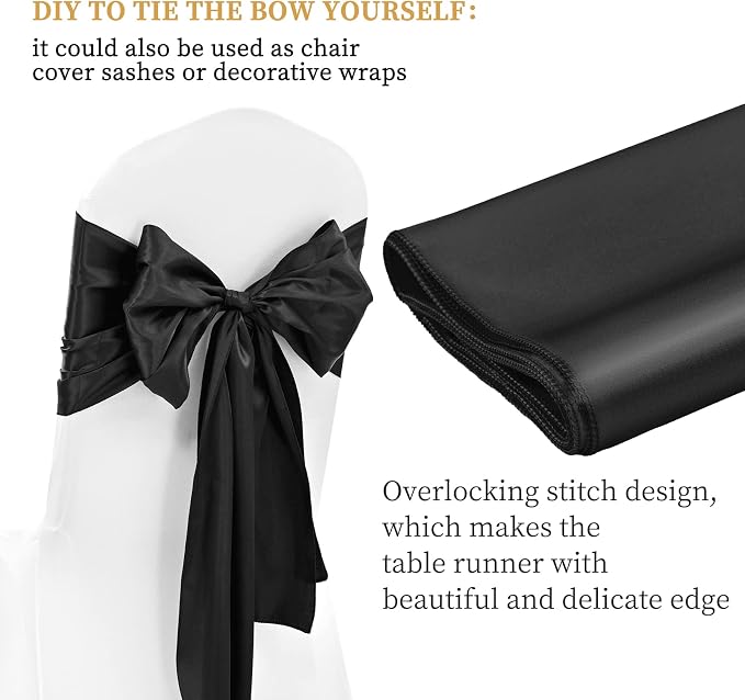12 Pack Black Satin Table Runner 12 x 108 Inch Long Premium Table Runners - Image 4