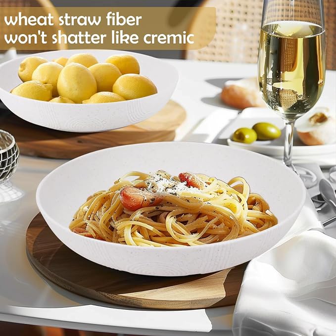 Salad Bowls 10inch Serving Bowls 65oz Large Salad Bowls Wheat Straw Bowls Set - Image 4