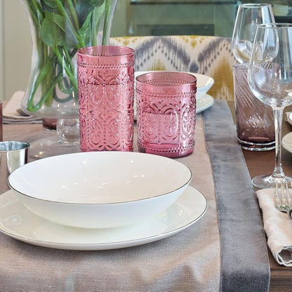 abrwyy Pink Glassware set of 4, Vintage Drinking Glasses, 10oz Pink Heavy Duty - Image 7