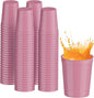 PartyPrints 100 Pack 16 oz Pink Reusable Blank Plastic Cups, Stadium Cups Bulk by PartyPrints
