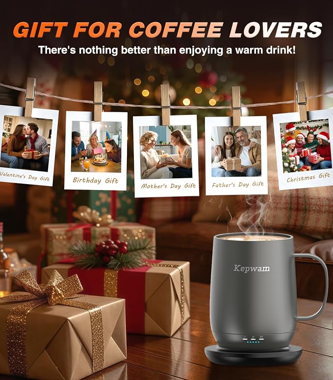 Kepwam Self-Heating Coffee Mug T2, 16oz Electric Heated Mug Hot Up to 149℉ | No - Image 7