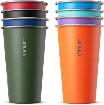VINUR Stainless Steel Cups-20 oz Stackable Metal Drinking Glasses 8 Pcs | 20 oz by Vinur
