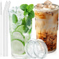 Luiaiog 18.5oz Glass Cups with Lids and Straws by Luiaiog