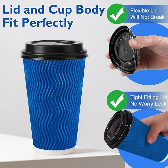 500 Pack 16 oz Insulated Disposable Paper Coffee Cups - Image 5