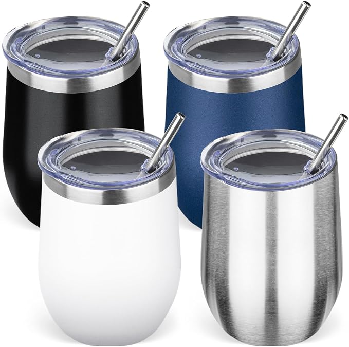 12oz/4 Pack Stainless Steel Wine Tumbler by GUDEMAO