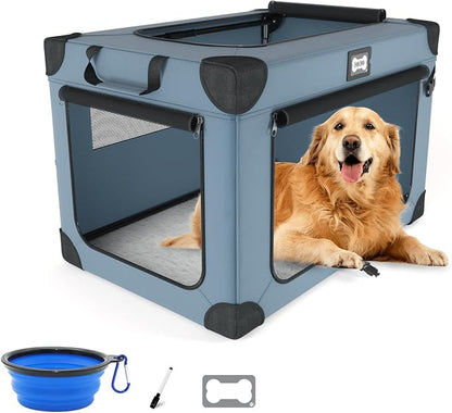 42 Inch Foldable Dog Travel Crate Blue by Unknown