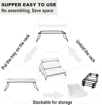 Extra Large 3 Tier Serving Tray Set, 24x22x9.7 inch Cupcake Fruit Cookie Dessert Table Display Stands Melamine Tiered Platters Food Trays for Party Buffet Entertaining, White