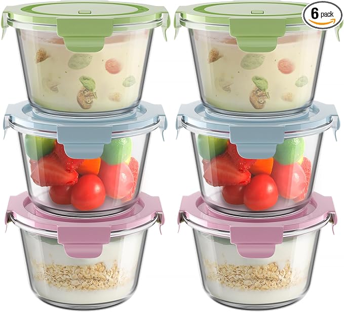 2 Cup/16oz Round Glass Meal Prep Containers by Freshmage