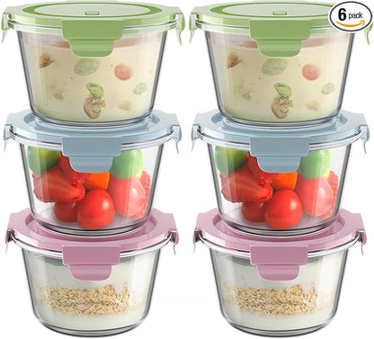 2 Cup/16oz Round Glass Meal Prep Containers by Freshmage