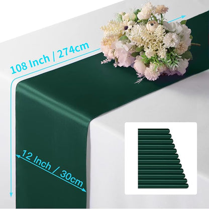 Manyshofu Dark Green Satin Table Runner 12x108 - Image 4