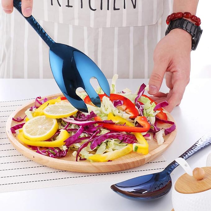 Salad Spoon and Fork Set, 12 Inch Stainless Steel Salad Server, Dishwasher Safe - Image 6