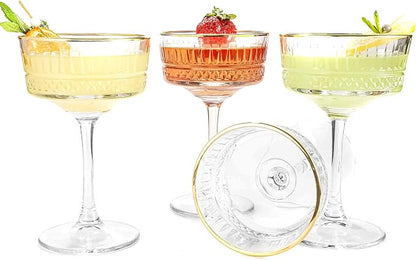 Vintage Coupe Glasses Set of 4, Wine Glasses, Long Stem Glassware by the+mask+el+turko