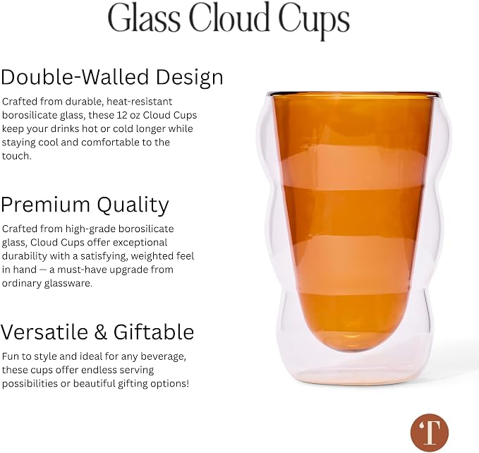 Teaspressa White Glass Cloud Cup 12 oz Double-Wall Insulated Borosilicate Glass - Image 3
