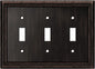 Henne Bery Sunken Pearls Heavy Duty Decorative Wall Plate Switch Plate Outlet Cover (Triple Toggle, Aged Bronze)