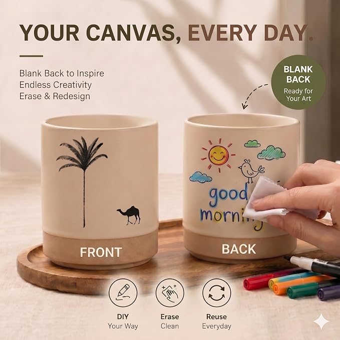 7oz Ceramic Mug Cups with DIY Canvas - Image 3