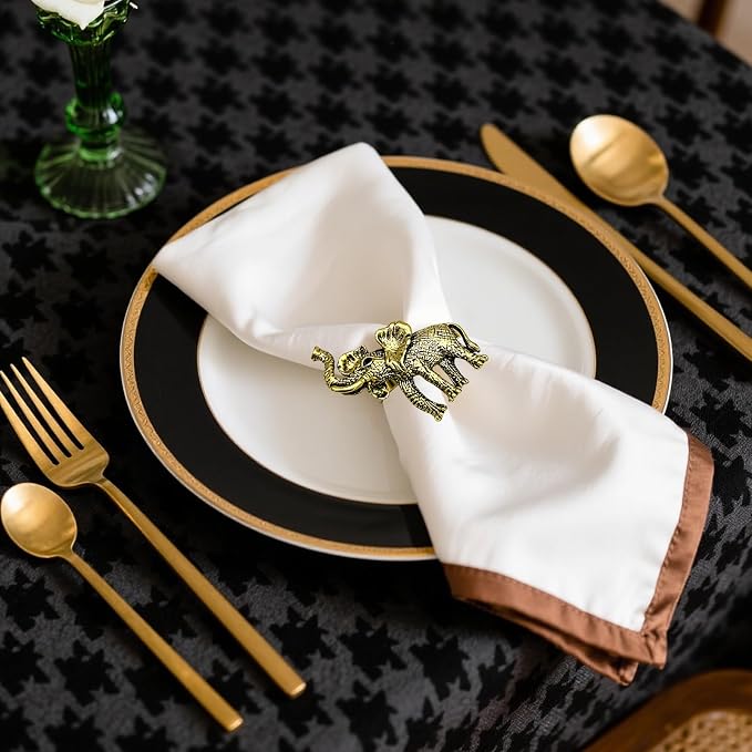 Elephant Napkin Rings Set of 12 Gold Tropical Animal Napkin Ring - Image 6