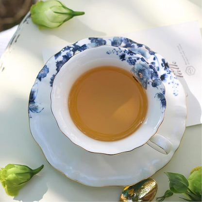 21-Piece Bone China Tea Set for Adults, Vintage Floral Tea Cup Set - Image 7