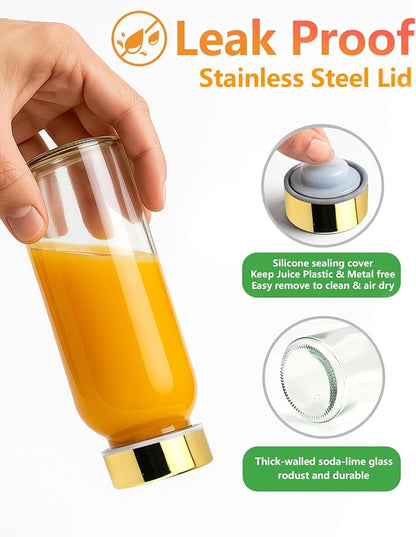 Zukro 10.5 oz Glass Juice Bottles - Image 2